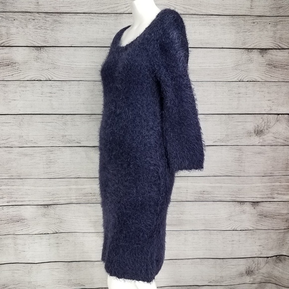 Jack BB Dakota S Fuzzy Eyelash Knit Sweater Dress Teddy Purple - Picture 2 of 8